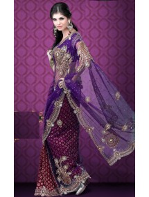 Purple Net Saree